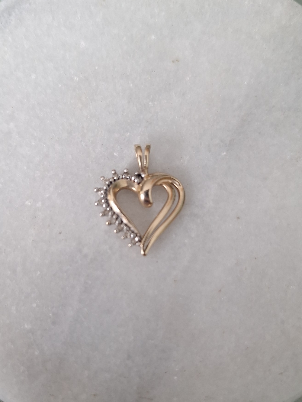 Gold Heart Pendant with Accent Stones - Women Jewelry
